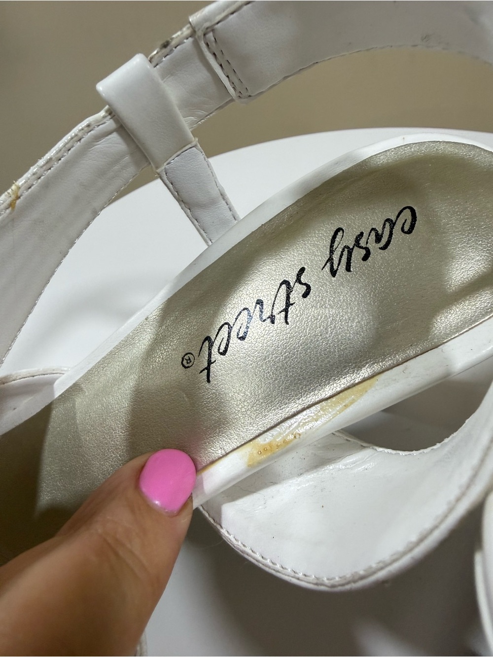 easy street White Open-Toe Strappy Slingback Heels NWOT - Picture 5 of 12